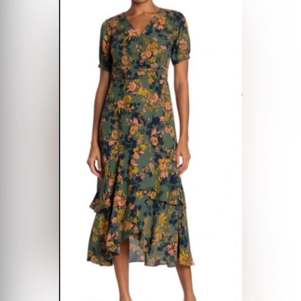 NWT Nanette Lepore olive wrap floral dress